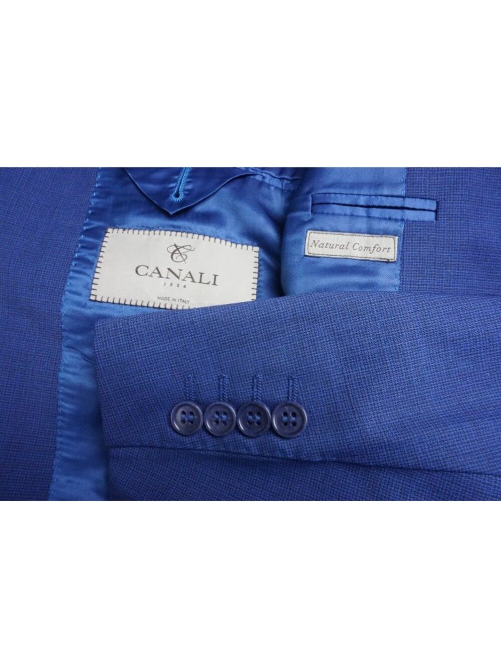 Canali 1934 Natural Comfort Royal Blue Wool 2 Pc Suit Jacket Pants Sz 38R
